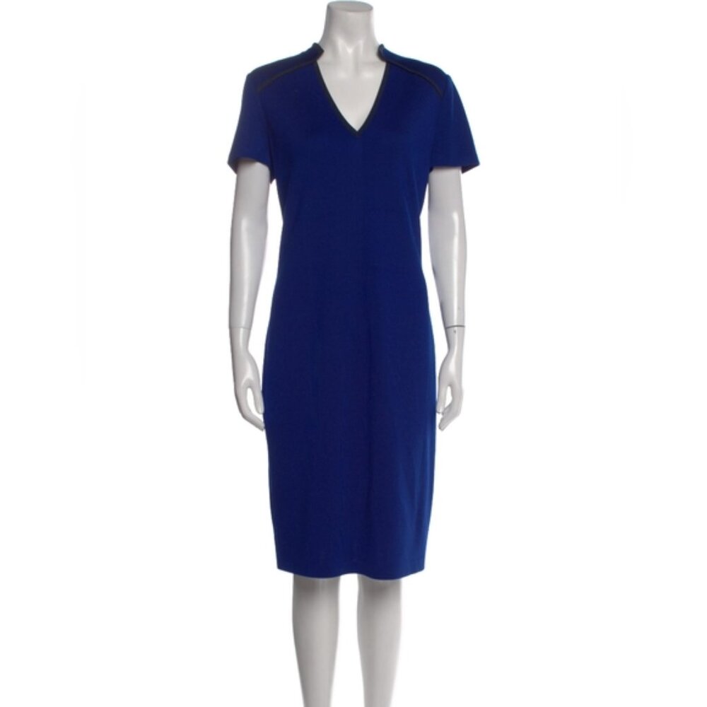 Nwt st. John navy blue short sleeve vneck Midi dress size 8